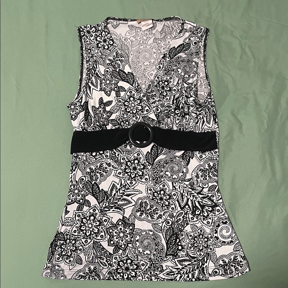 Black and White Floral Women's Top